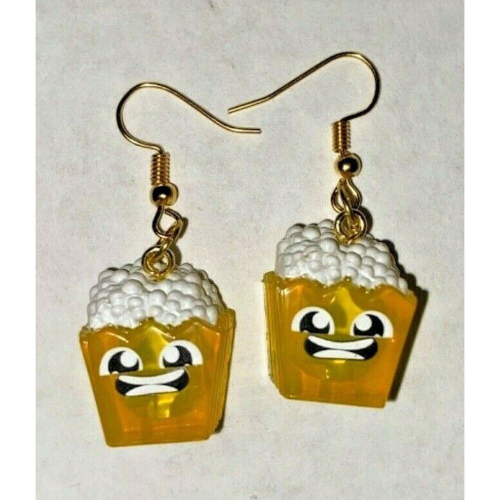 Cartoon Happy Popcorn Charm Earrings Vending Charm Costume Jewelry T3